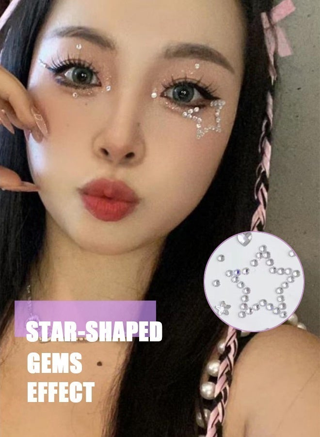 Ssovi Face Gems & Rhinestone Stickers (1400+ Pcs), 3D Self-Adhesive Pearls & Eye Jewels with Tweezers for Makeup, Hair & Nail Art (6 Sheets) - Image 5