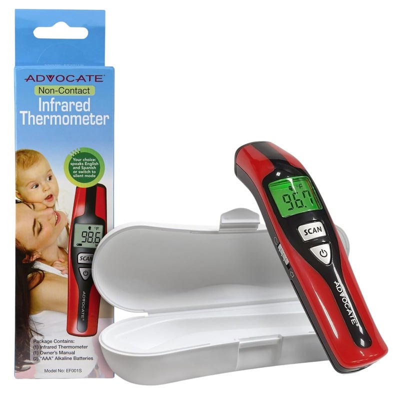 Advocate Non Contact Touchless Speaking Thermometer for Adults Kids  Babies  Digital Infrared Thermometer  Clinical ResultsSpeaks English and Spanish - Image 1