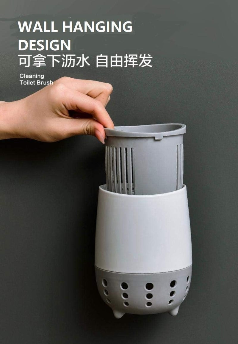 Home-Cloud Toilet Brush | Wall Mounted Toilet Cleaning Brushes |Brushes For Bathroom Cleaning Japanese Designed Modern Design With Soft Bristle Can Also Be Wall Hanged.With Holder (Blue) - Silicone - Image 3