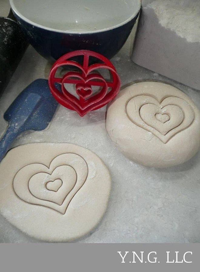 YNGLLC HEART DESIGN PATTERN CONCHA CUTTER MEXICAN SWEET BREAD STAMP MADE IN USA PR4397, Red - Image 3