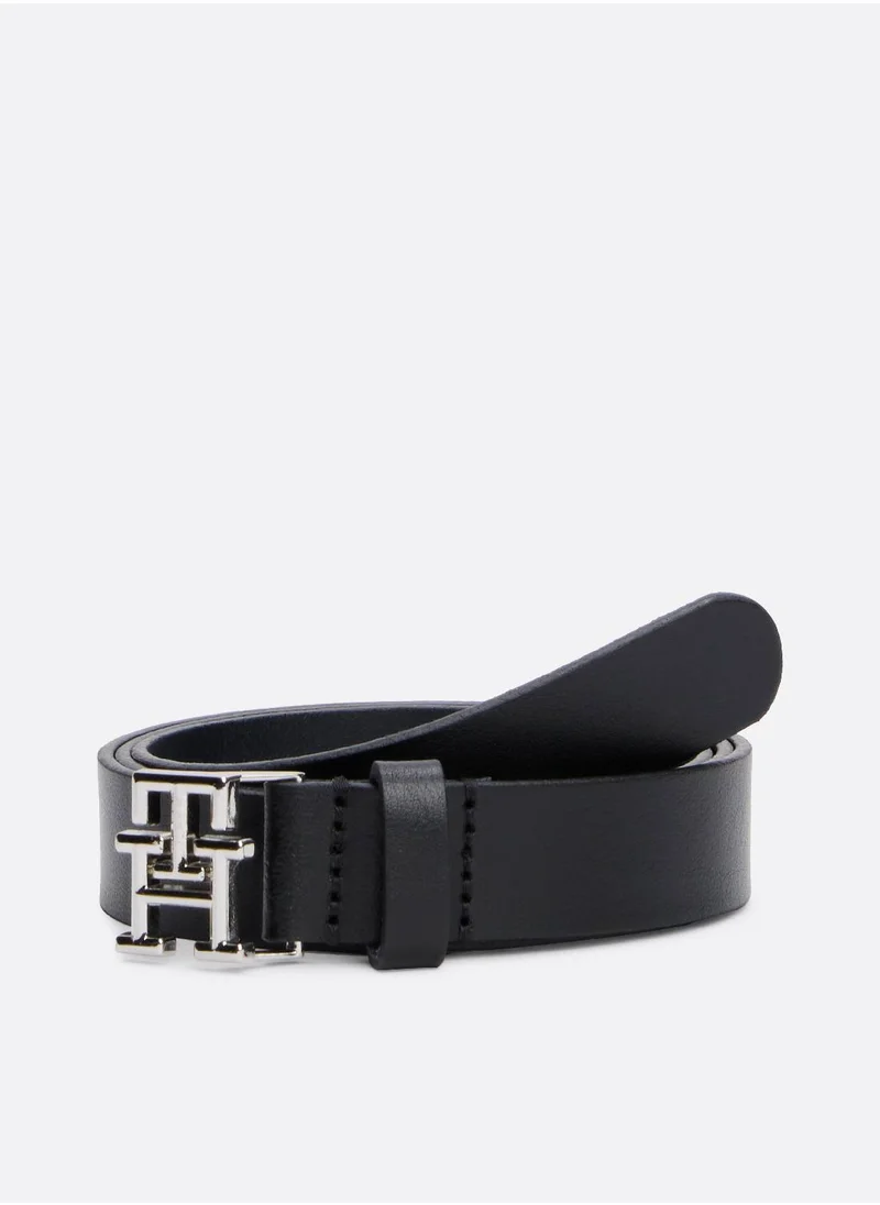 TOMMY HILFIGER Women's Th Logo Adjustable Belt - Leather, Black