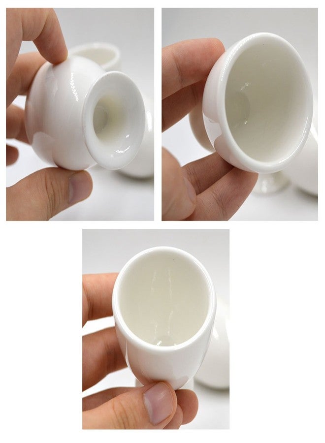 Felice Ann 4 PCS White Porcelain Stoneware Egg Cup Boiled Egg Serving Cup Egg Tray Egg Holders Stands - Image 5