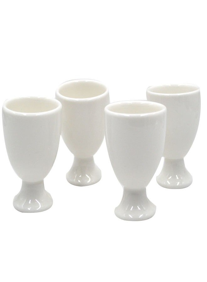 Felice Ann 4 PCS White Porcelain Stoneware Egg Cup Boiled Egg Serving Cup Egg Tray Egg Holders Stands - Image 1