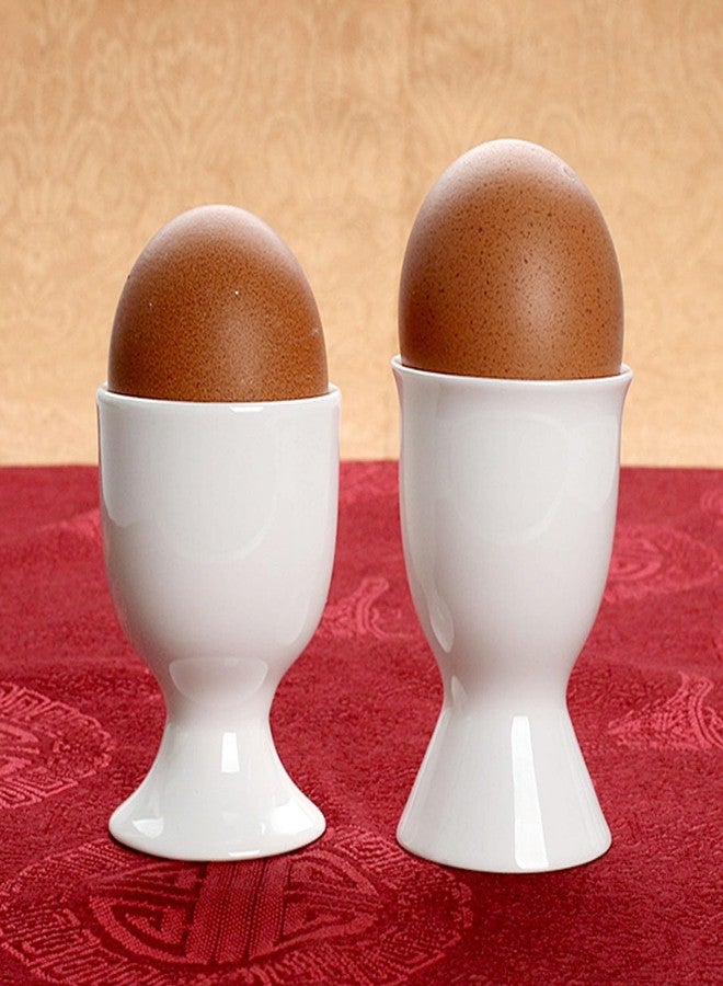 Felice Ann 4 PCS White Porcelain Stoneware Egg Cup Boiled Egg Serving Cup Egg Tray Egg Holders Stands - Image 2
