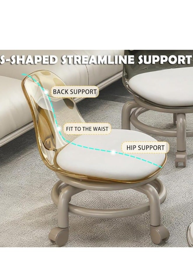 Generic Acrylic Chairs Kids Dining Chair Low Stool with Wheels and Back Support Toddler Chair for Work,Home Cleaning,Garage,Office and Laundry (Transparent) - Image 4