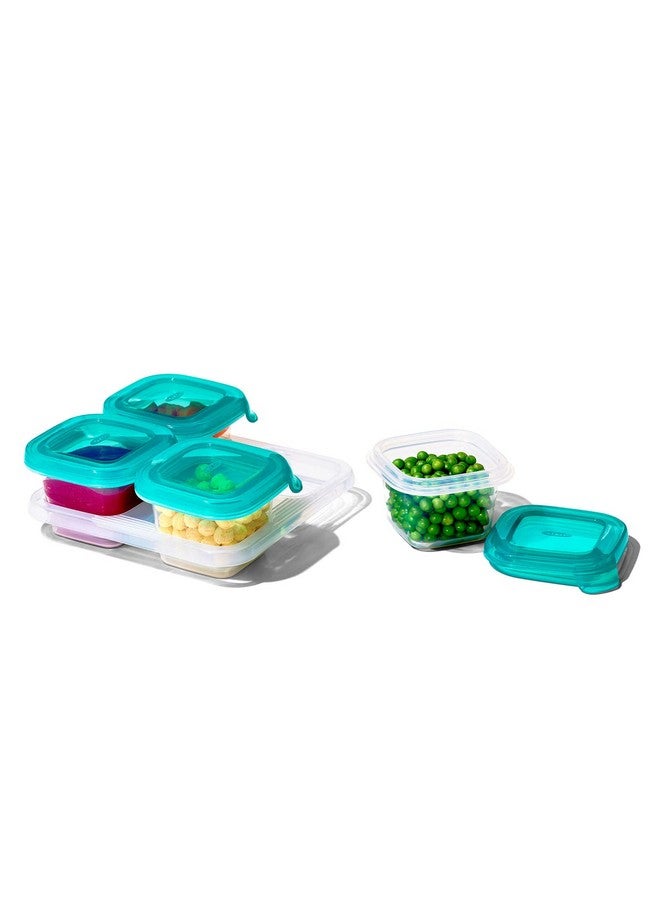 OXO Tot Silicone Baby Food Storage Container, Set of Four, 4oz Containers, Teal - Image 3