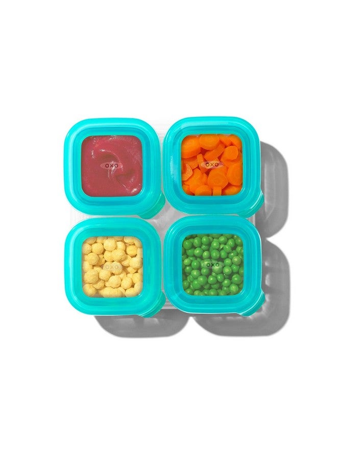OXO Tot Silicone Baby Food Storage Container, Set of Four, 4oz Containers, Teal - Image 4