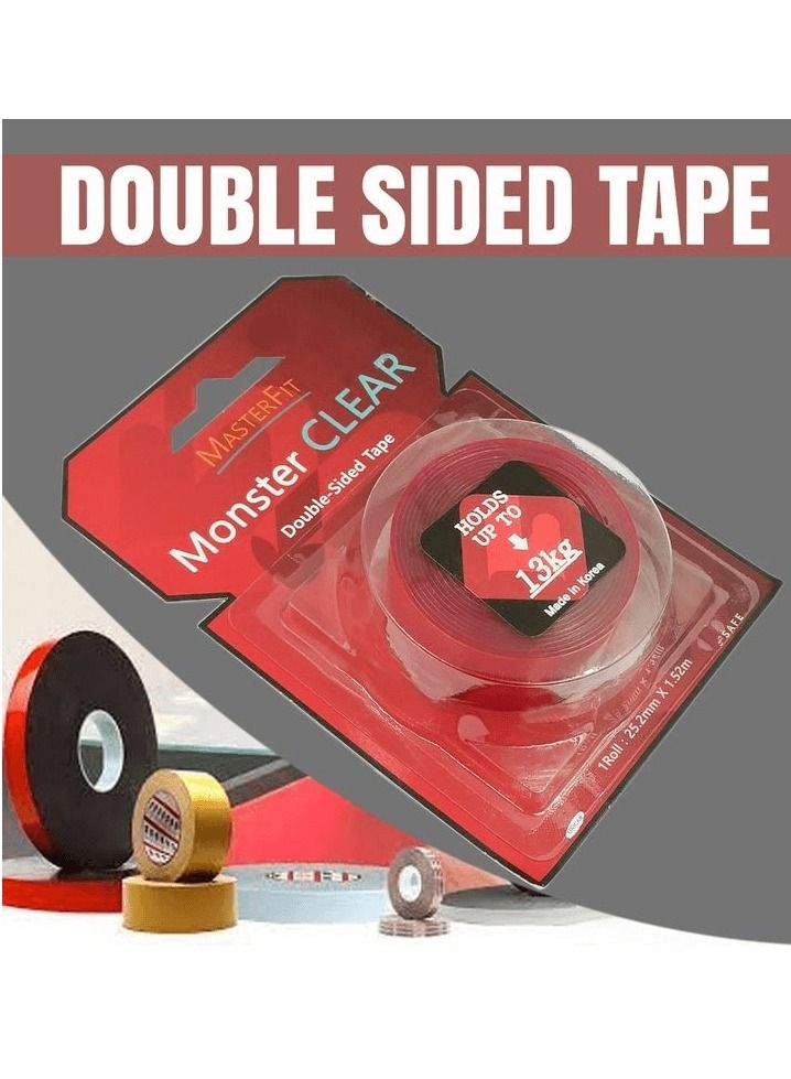 Generic Mounting Tape Double Sided Tape 25.2mm X 1.52meter Hold Up to 13 Kg Excellent Adhesive MONSTER  Made in Korea  - Image 1