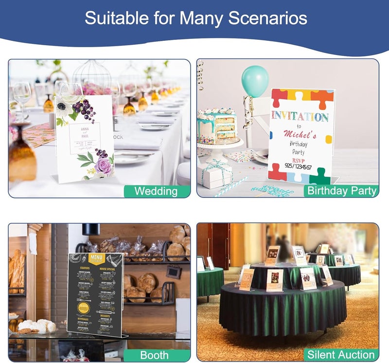 TPGP Wbtran Slanted Back Acrylic Sign Holder 5 x 7, Clear Tabletop Sign Holder (6 Pack) - Image 5