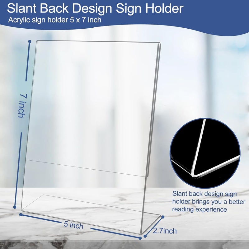 TPGP Wbtran Slanted Back Acrylic Sign Holder 5 x 7, Clear Tabletop Sign Holder (6 Pack) - Image 2