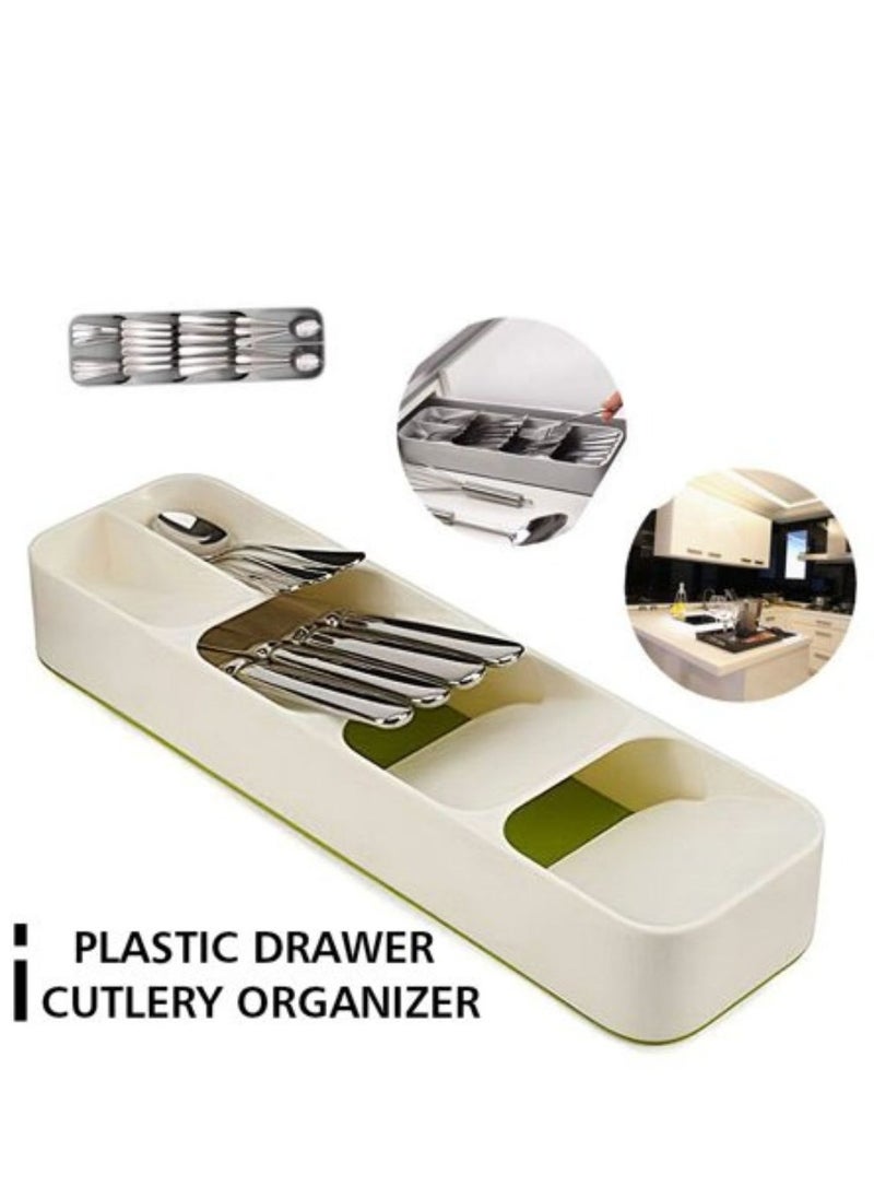 ARTC ARTC Cutlery And Silverware Organizer Tray And Drawer Compact Storage Box For Spoon And Fork And Knife Beige Color  - Image 1
