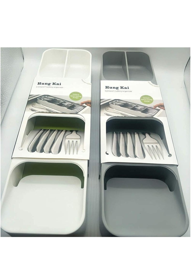 ARTC ARTC Cutlery And Silverware Organizer Tray And Drawer Compact Storage Box For Spoon And Fork And Knife Beige Color  - Image 5