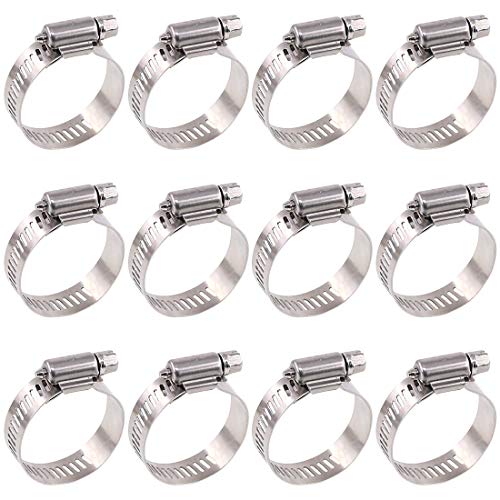 Glarks 20Pcs 304 Stainless Steel Adjustable 21-38MM Range Worm Gear Hose Clamps Assortment Kit, Fuel Line Clamp for Water Pipe, Plumbing, Automotive and Mechanical Application (21-38MM) - Image 1