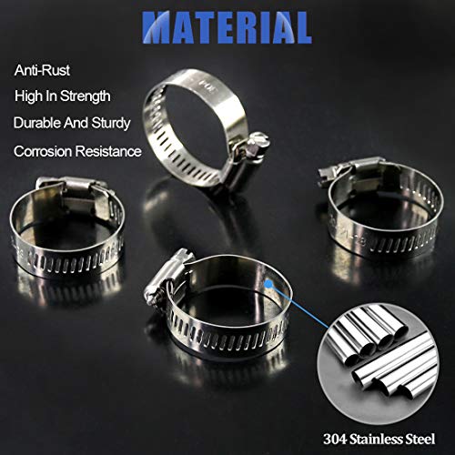 Glarks 20Pcs 304 Stainless Steel Adjustable 21-38MM Range Worm Gear Hose Clamps Assortment Kit, Fuel Line Clamp for Water Pipe, Plumbing, Automotive and Mechanical Application (21-38MM) - Image 3