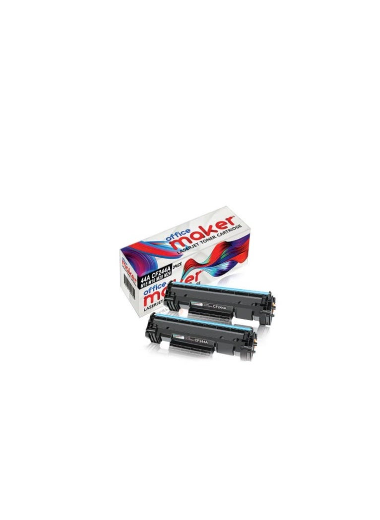 Office Maker 2-Pack 44A CF244A Laserjet Toner Cartridge for HP Printer Black  - Image 1