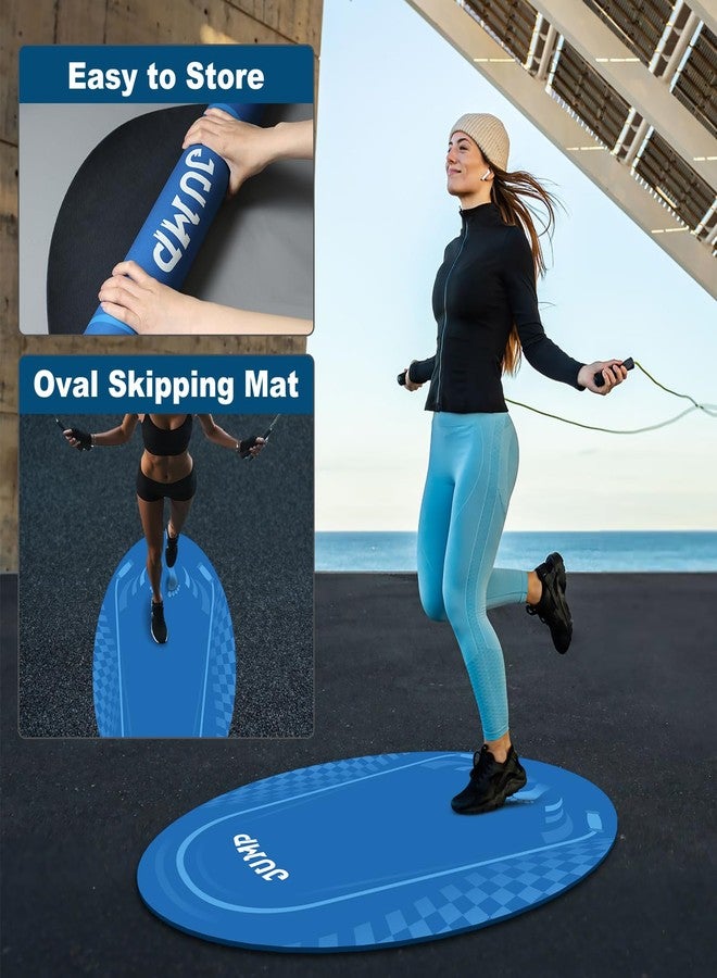 dofopo Jump Rope Mat Outdoor Indoor, Oval 52'' x 36'' Non-slip Fitness Exercise Mat, 5mm Shock Absorption Extra Thick Design, Suitable for Home Gym Floor, Concrete Jump Roping - Image 3