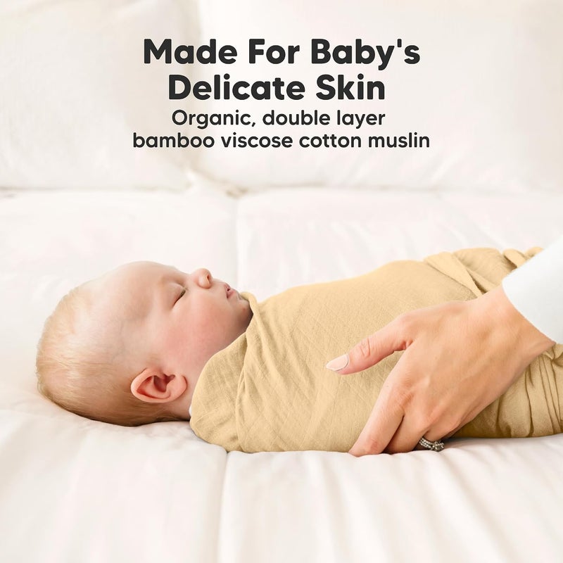 KeaBabies 4-Pack Muslin Swaddle Blankets for Boys, Girls - Organic Baby Swaddles for Newborns, Soft & Breathable Receiving Baby Blankets for Girl, Boy, Neutral, Newborn Essentials Gift (Primeval) - Image 4