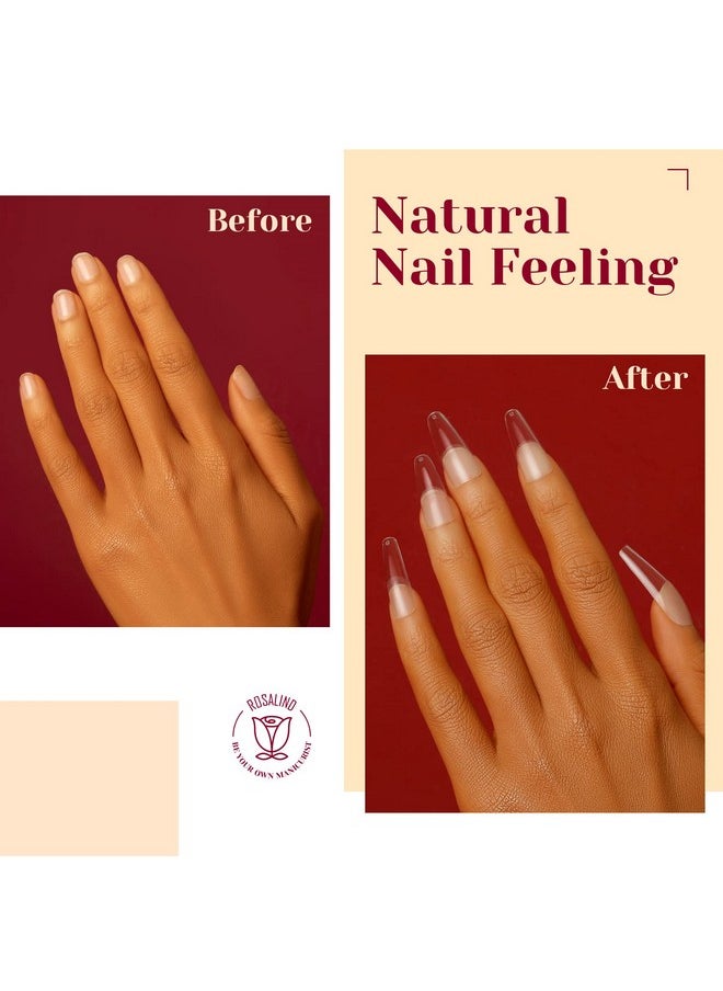 Rosalind Alf Matte Long Coffin Soft Fake Nail Tips, Rosalind 12 Size Soft Full Cover False Nail Tips Half Matte Long Coffin Gel Nail Tips For Nail Extension,Acrylic Nail Tips (One-Sided No File)  - Image 2
