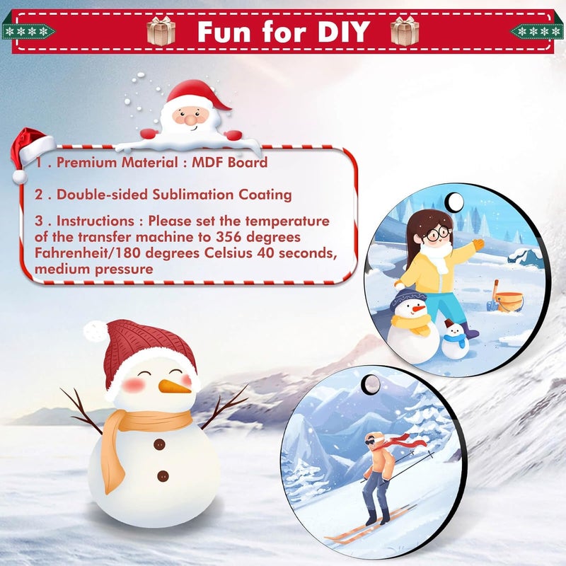 cridoz 3.15 inches Sublimation Ornament Blanks, Cridoz 20 Pieces Round Sublimation Blanks Pendants Bulk for Christmas Day and Halloween Day Ornaments Decor(3.15 inches) - Image 4