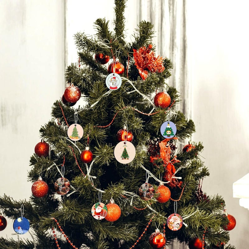 cridoz 3.15 inches Sublimation Ornament Blanks, Cridoz 20 Pieces Round Sublimation Blanks Pendants Bulk for Christmas Day and Halloween Day Ornaments Decor(3.15 inches) - Image 2