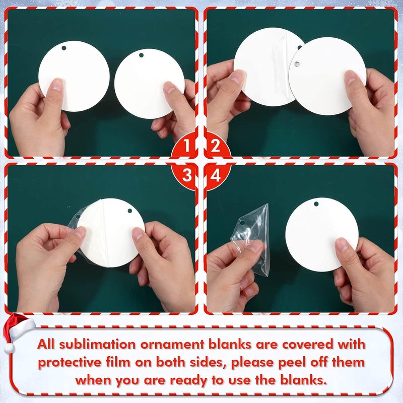 cridoz 3.15 inches Sublimation Ornament Blanks, Cridoz 20 Pieces Round Sublimation Blanks Pendants Bulk for Christmas Day and Halloween Day Ornaments Decor(3.15 inches) - Image 5
