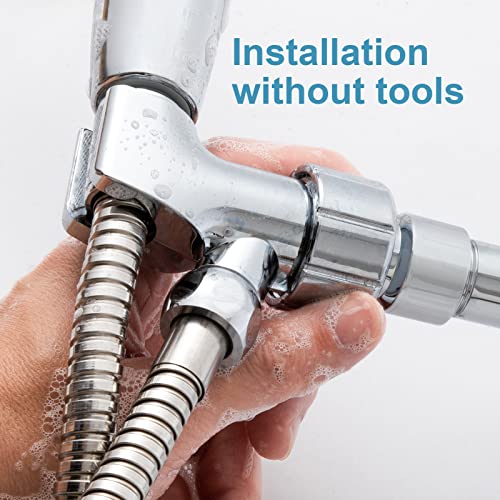 OFFO Shower Head Holder with Solid Metal Ball Joint for Handheld Shower Head, Adjustable Shower Arm Mount for Connecting Shower Arm and Shower Hose, 1/2 in IPS Female Inlet and Male Outlet, Chrome - Image 4