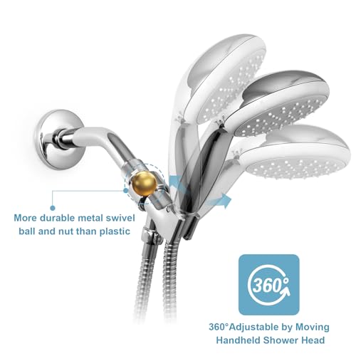 OFFO Shower Head Holder with Solid Metal Ball Joint for Handheld Shower Head, Adjustable Shower Arm Mount for Connecting Shower Arm and Shower Hose, 1/2 in IPS Female Inlet and Male Outlet, Chrome - Image 2