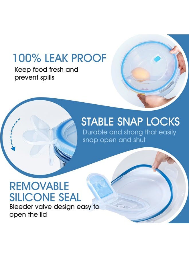 NUTRIUPS Large Glass Food Storage Containers with Lids(15/30/54/95oz) Glass Baking Dish with Lid,Meal Prep Containers with Lids,4-Piece Set (Round) - Image 3