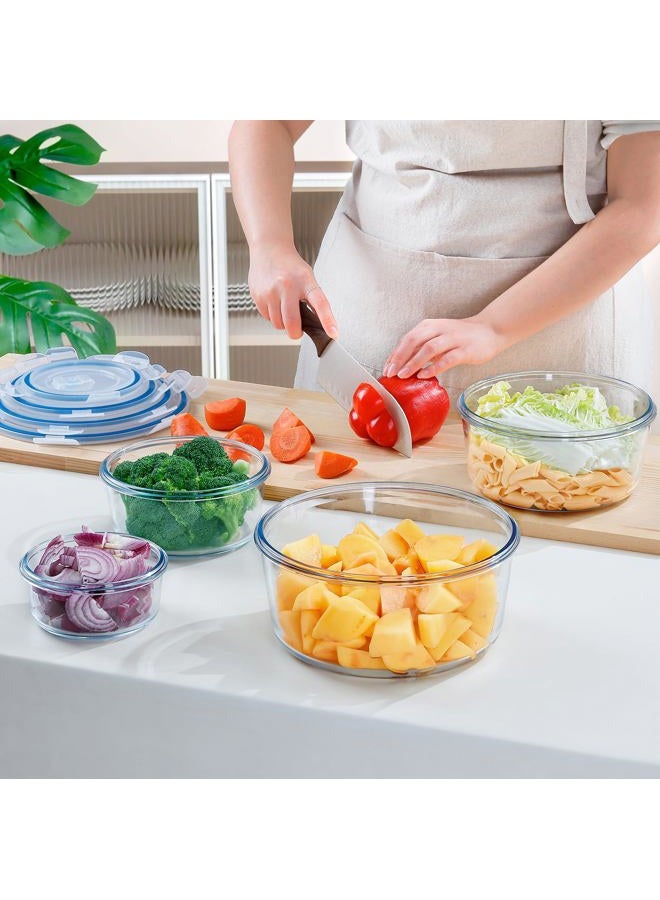 NUTRIUPS Large Glass Food Storage Containers with Lids(15/30/54/95oz) Glass Baking Dish with Lid,Meal Prep Containers with Lids,4-Piece Set (Round) - Image 4