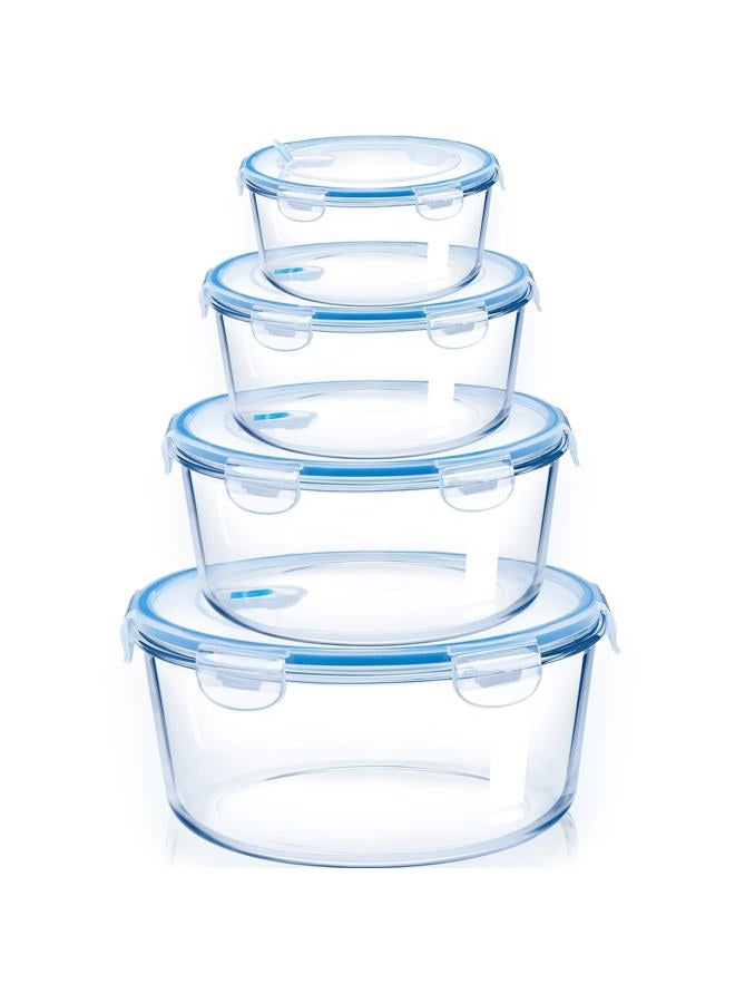 NUTRIUPS Large Glass Food Storage Containers with Lids(15/30/54/95oz) Glass Baking Dish with Lid,Meal Prep Containers with Lids,4-Piece Set (Round) - Image 1