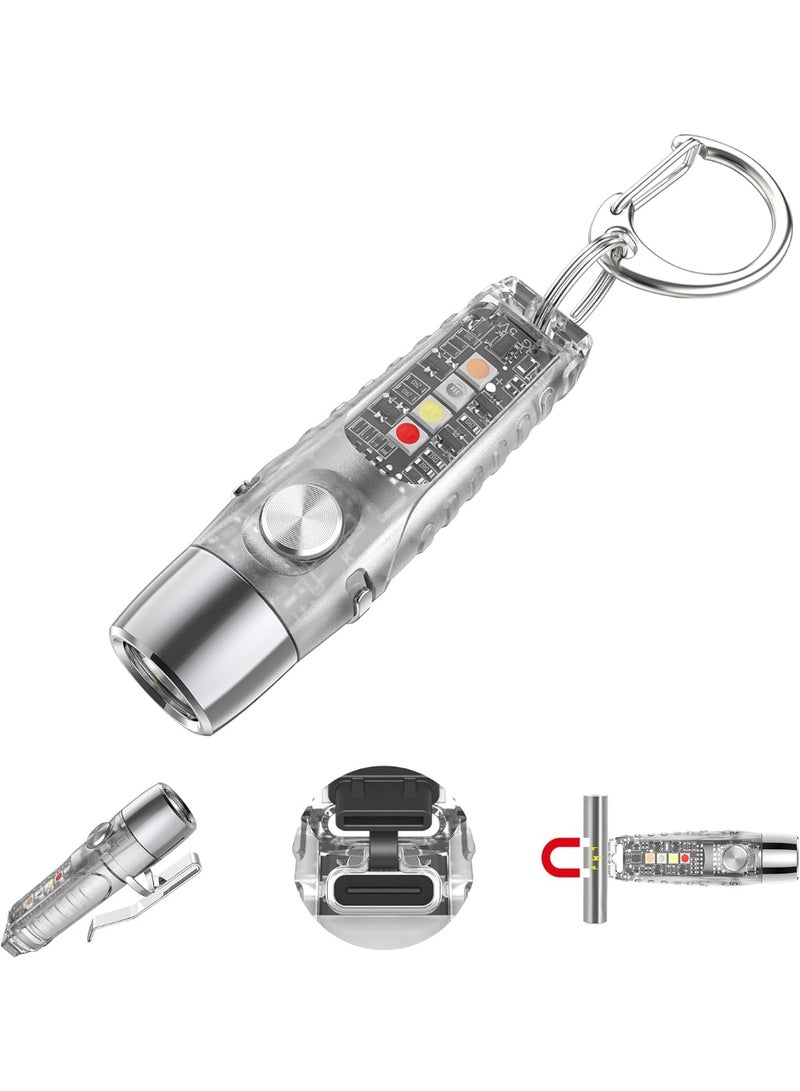 Bukela S12Pro Keychain Flashlight Rechargeable,750 High Lumen EDC Mini Flashlight with Clip,Multifunction COB Light with 365nmUV-11 Lighting Modes, Tail Magnet, Flash Light - Image 1