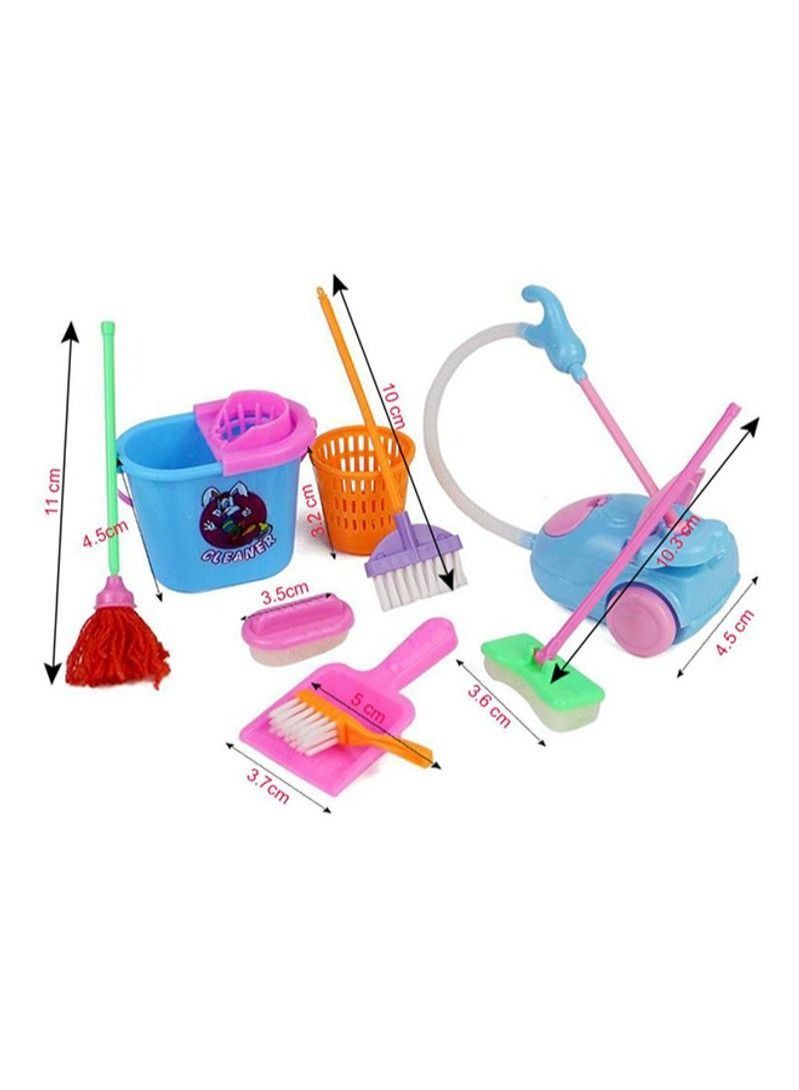 9-Piece Mini Pretend Play Mop Broom House Cleaning Furniture Tools Kit Toy cm - Image 2