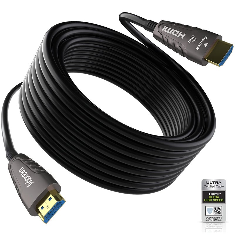 Adoreen 8K Fiber Optic HDMI 21 Cable 50 Feet15 MeterCertified Active Optical HDMI Cord for 8K60Hz 4K120Hz 2K240Hz Dynamic HDR eARC HDCP2223 444 3DCompatible PS5PS4Ultra HD TV - Image 2
