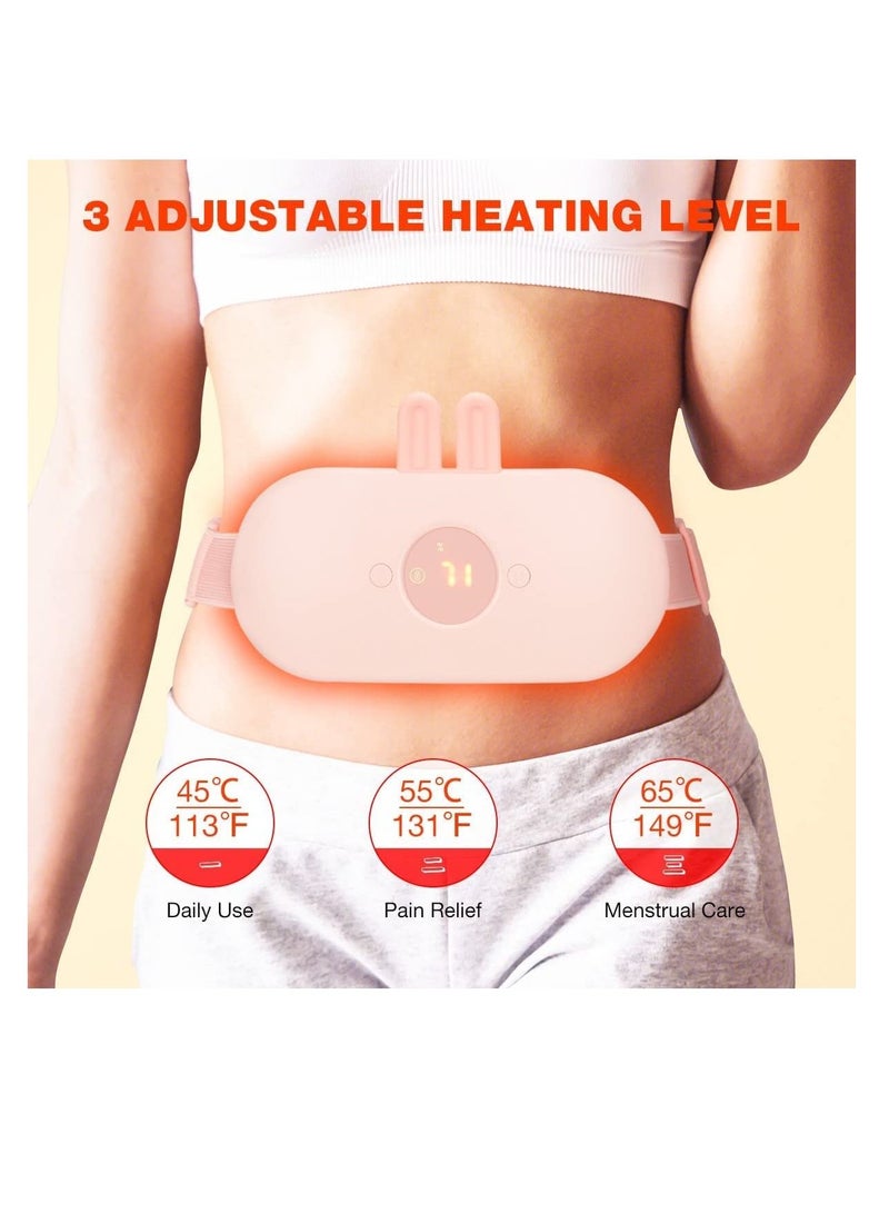 Portable Heating Pad, Electric USB Pads for Cramps Cordless Heated Waist Belt with 3 Heat Levels 5 Vibration Massage Modes, Belly and Back Menstrual Design Period Women (Pink) - Image 3