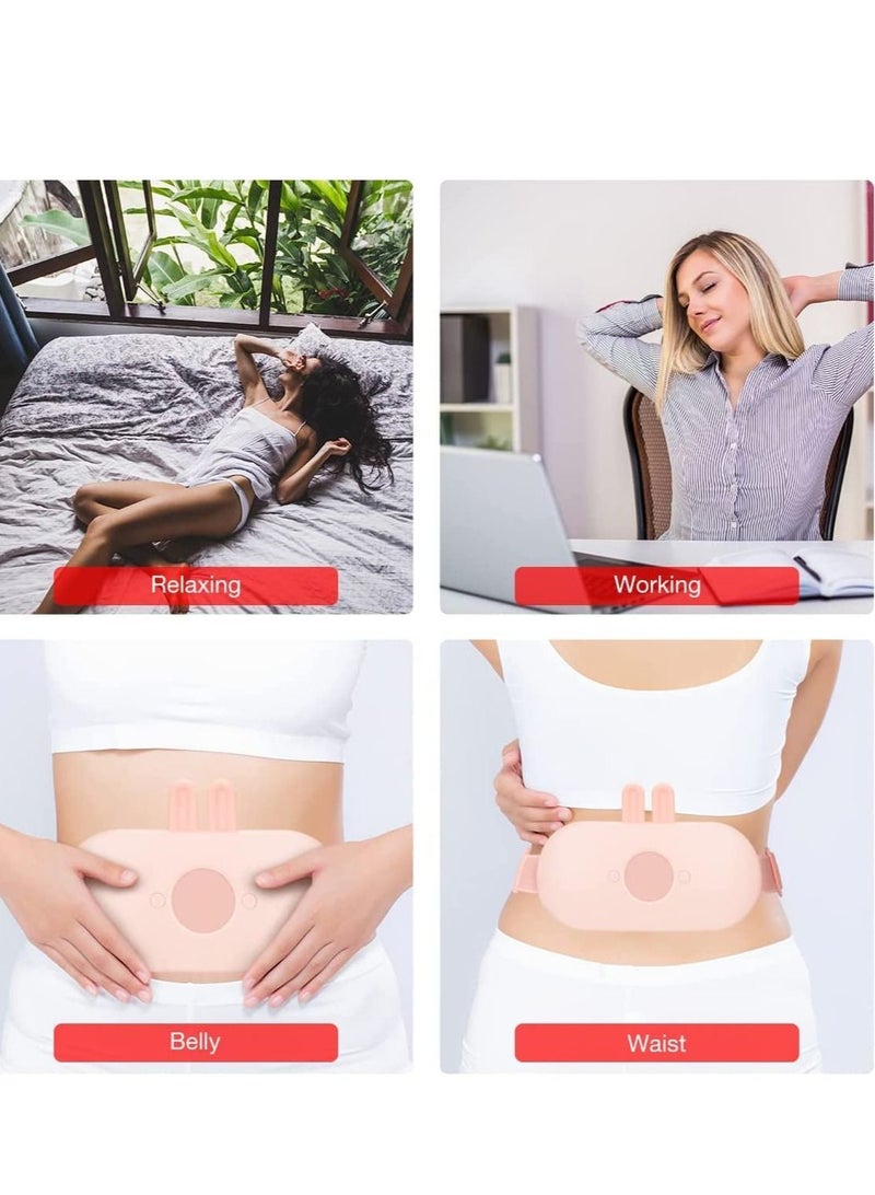 Portable Heating Pad, Electric USB Pads for Cramps Cordless Heated Waist Belt with 3 Heat Levels 5 Vibration Massage Modes, Belly and Back Menstrual Design Period Women (Pink) - Image 5