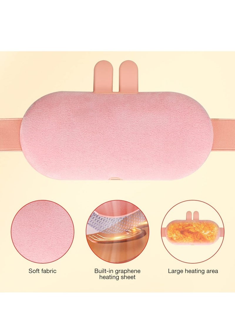 Portable Heating Pad, Electric USB Pads for Cramps Cordless Heated Waist Belt with 3 Heat Levels 5 Vibration Massage Modes, Belly and Back Menstrual Design Period Women (Pink) - Image 4