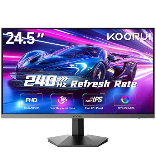 KOORUI 24 Inch 240Hz Gaming Monitor, FHD 1080P Fast IPS Computer Monitor,1 ms, Adaptive Sync, HDR400, 99% sRGB, Low Blue Light Eye Care, HDMI 2.0 / DP 1.4, VESA, Tilt, for PC, PS5, Xbox, G2511X - Image 1