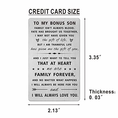 SOUSYOKYO Step Bonus Son Card, Stepson Wedding Day Gifts from Stepmom Stepdad, Engraved Wallet Card for Step Son Fathers Day Birthday Graduation, Adopted Sons Gifts - Image 2