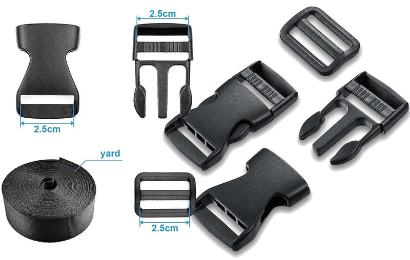 DIY Crafts DIY Crafts 2 inch Sets 3 Buckle 3 TriGlide Slide 3mtr Webbing Flat Side Release Buckles TriGlide Slides As Choice Meter Webbing Black Roll 2 inch Sets 3 Buckle 3 TriGlide Slide 3mtr Webbing  - Image 2