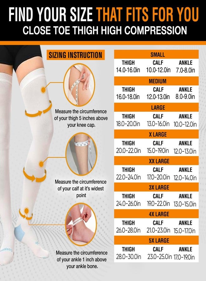 Doc Miller TED Hose Thigh High Anti Embolism Stockings for Women & Men, Hospital Style Surgical Stockings, Plus Size White Compression Socks 15-20mmHg, Support Hose with Inspection Hole, Medium (Case Pack, 5 Pairs) - Image 3