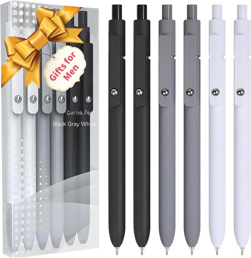 Vanhench Gel Pens, 0.5MM Black Gel Ink Pens Fine Point Smooth Writing Pens, College Essentials Pens for Journaling Note Taking, Birthday Gifts for Women Men (6PCS Black Gray White) - Image 1