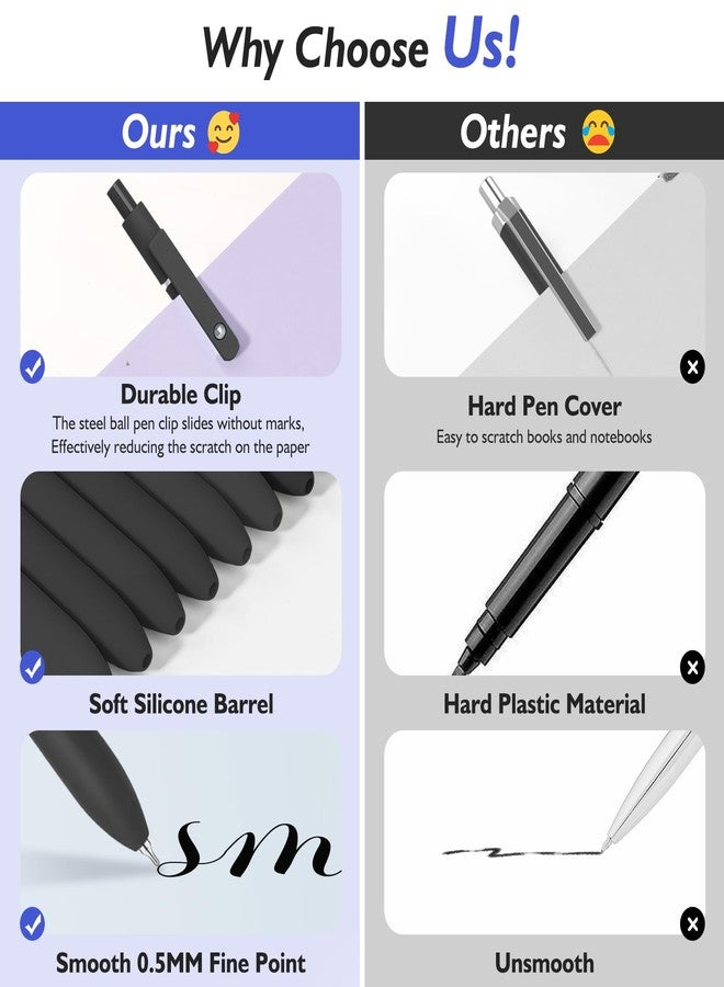 Vanhench Gel Pens, 0.5MM Black Gel Ink Pens Fine Point Smooth Writing Pens, College Essentials Pens for Journaling Note Taking, Birthday Gifts for Women Men (6PCS Black Gray White) - Image 3