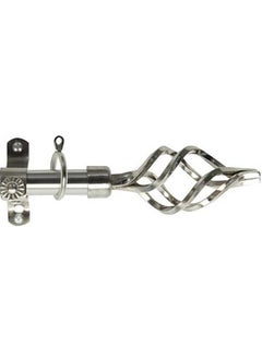 AL WADI FURNITURE Set of 2 Roman Pole Style Heavy Duty Luxury Extendable Curtain Rods, Metal Single Rods Finials Decorative End Window Treatment Rods Drapery Rods (SILVER, 150 – 300 cm)  - Image 3