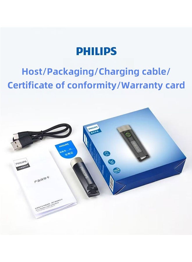 Philips LED Flashlight, Strong Light Mini Keychain, Multi-functional Portable Rechargeable Flashlight for Home and Outdoor Use - Image 1