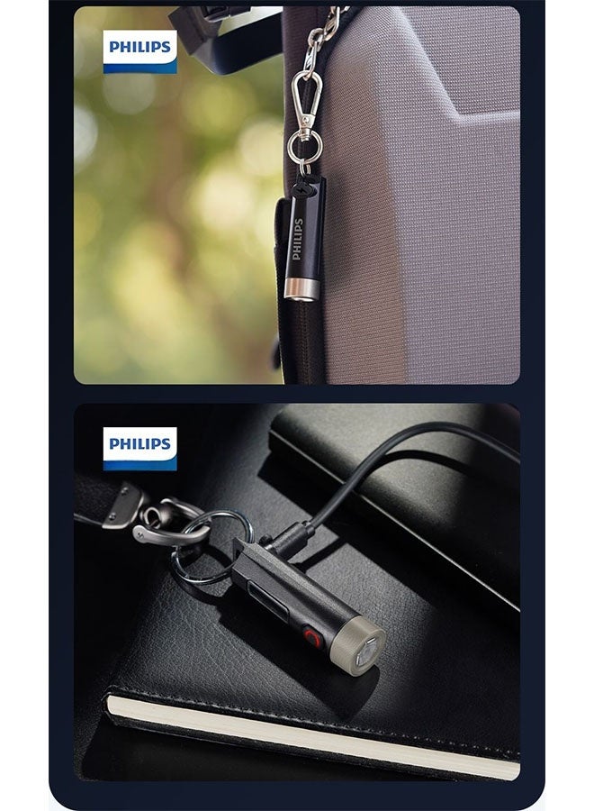 Philips LED Flashlight, Strong Light Mini Keychain, Multi-functional Portable Rechargeable Flashlight for Home and Outdoor Use - Image 4