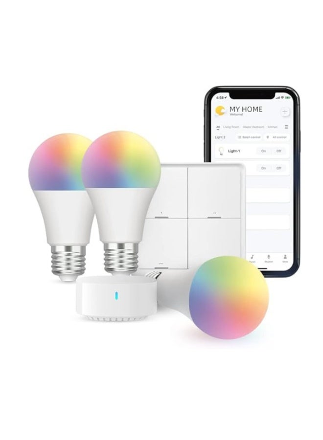 برودلينك طقم بداية لمبة BroadLink E27 الذكية – RGB، بلوتوث منخفض الطاقة (BLE)، متوافق مع Alexa وGoogle  - Image 1
