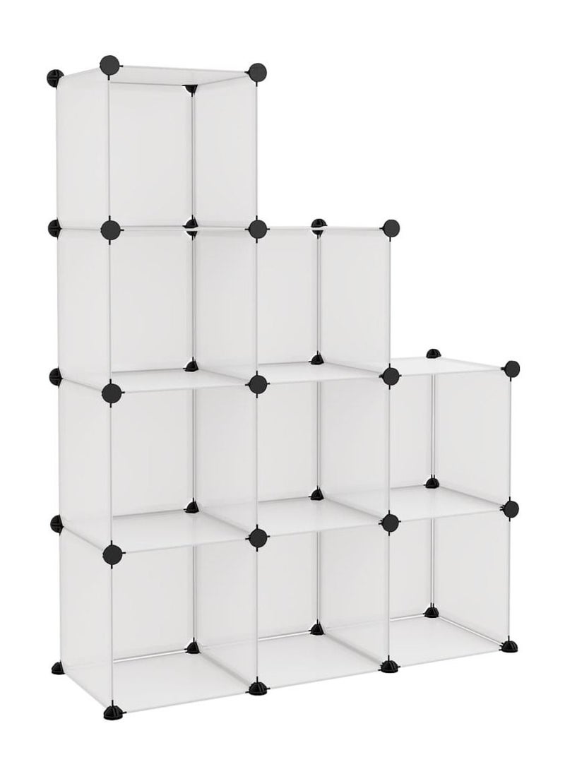 9-Cube DIY Shoe Rack, Storage Drawer Unit Multi Use Modular Organizer Plastic Cabinet with Doors, Black and White Curly Pattern