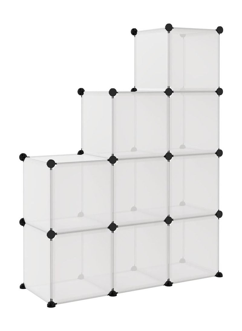 9-Cube DIY Shoe Rack, Storage Drawer Unit Multi Use Modular Organizer Plastic Cabinet with Doors, Black and White Curly Pattern