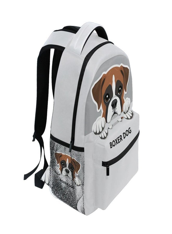 Pfrewn Dog pattern Backpacks for Girls Boys Kids Women Men Boxer Dog School Book Bag Casual Travel Camping Daypack - Image 2