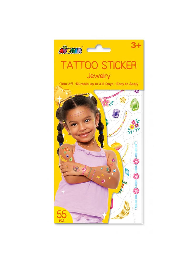Avenir Tattoo Sticker Jewelry 50pc Set of Temporary Tattoos High-quality Water-based Ink Safe and Easy to Apply and Remove Lasts 3-5 Days for Kids 3+ - Image 1